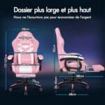 ALFORDSON Chaise Gaming Ergonomique avec LED et Repose-Pied, Rose & Blanc