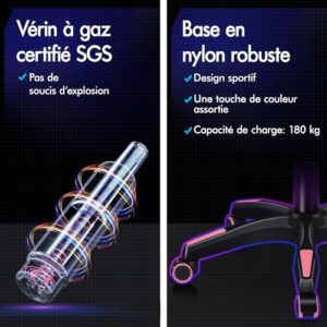 ALFORDSON Chaise Gaming Ergonomique avec LED et Repose-Pied, Rose & Blanc