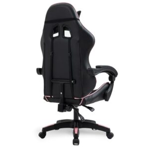 Amstrad AMS-800-PINK : Fauteuil Gamer Noir et Rose avec Coussin Lombaire