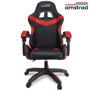 Amstrad AMS-800-RED-SKRED : Fauteuil Gamer Noir & Rouge Tête de Mort