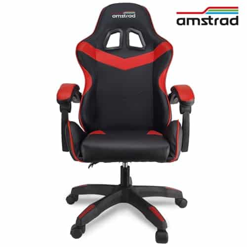 Amstrad AMS-800-RED-SKRED : Fauteuil Gamer Noir & Rouge Tête de Mort