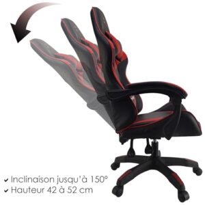Amstrad AMS-800-RED-SKRED : Fauteuil Gamer Noir & Rouge Tête de Mort