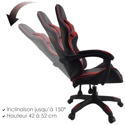 Amstrad AMS-800-RED-SKRED : Fauteuil Gamer Noir & Rouge Tête de Mort
