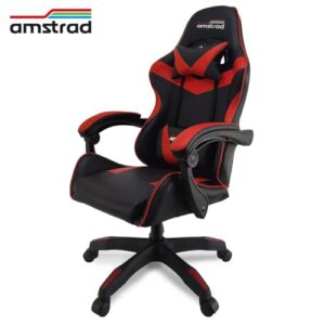 Amstrad AMS-800-RED-SKRED : Fauteuil Gamer Noir & Rouge Tête de Mort