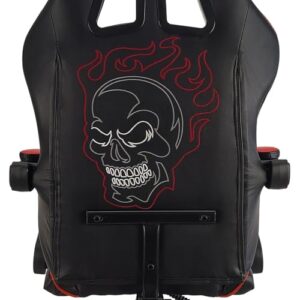 Amstrad AMS-800-RED-SKRED : Fauteuil Gamer Noir & Rouge Tête de Mort