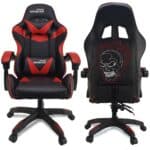 Amstrad AMS-800-RED-SKRED : Fauteuil Gamer Noir & Rouge Tête de Mort