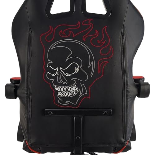 Amstrad AMS-800-RED-SKRED : Fauteuil Gamer Noir & Rouge Tête de Mort