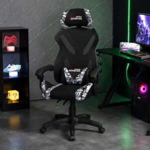 Amstrad AMS-Sniper : Fauteuil Gamer Noir et Camouflage Respirant