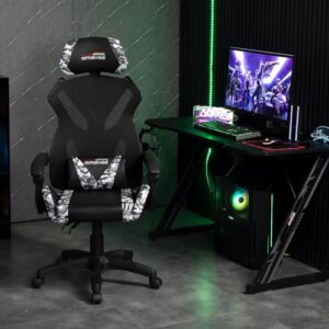 Amstrad AMS-Sniper : Fauteuil Gamer Noir et Camouflage Respirant