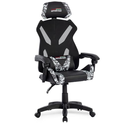 Amstrad AMS-Sniper : Fauteuil Gamer Noir et Camouflage Respirant