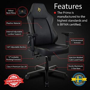 Arozzi Primo Noir PU avec Logo Doré – Chaise de jeu ergonomique
