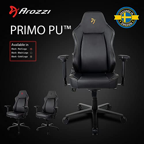 Arozzi Primo Noir PU avec Logo Doré – Chaise de jeu ergonomique