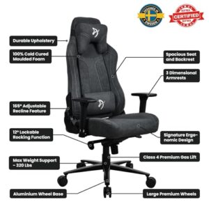Arozzi Vernazza Gaming Chair – Dark Grey Fabric Seat