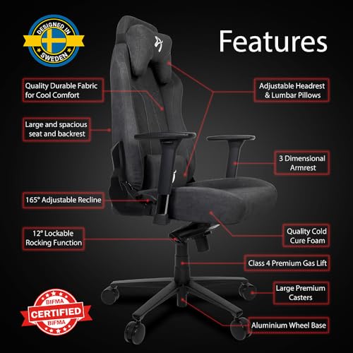 Arozzi Vernazza Soft Fabric™ Chaise de Bureau Gris Foncé