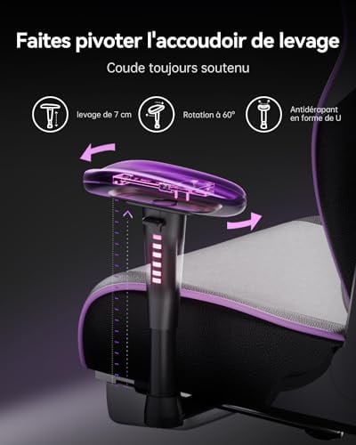 AutoFull C301 : Chaise Gaming Ergonomique avec Repose-Pieds et Réglages Blanc