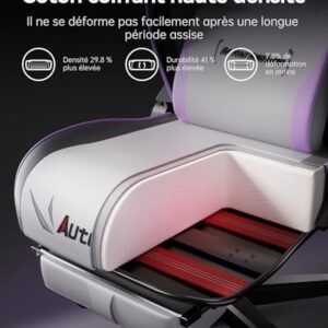 AutoFull C301 : Chaise Gaming Ergonomique avec Repose-Pieds et Réglages Blanc