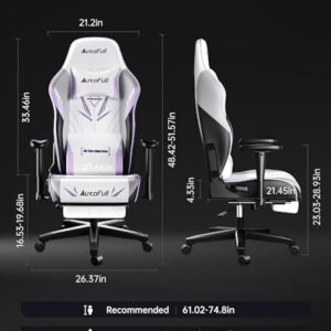 AutoFull C301 : Chaise Gaming Ergonomique avec Repose-Pieds et Réglages Blanc