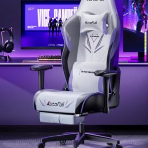 AutoFull C301 : Chaise Gaming Ergonomique avec Repose-Pieds et Réglages Blanc