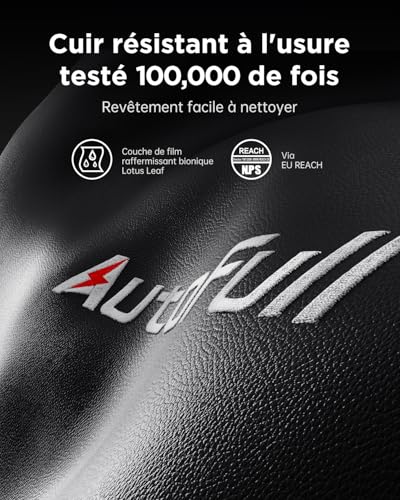 AutoFull Chaise Gaming Ergonomique Noir avec Repose-Pieds et Appui-tête