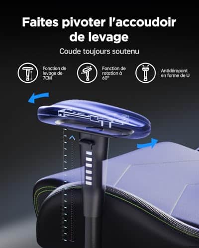 AutoFull Chaise Gaming Ergonomique Noir avec Repose-Pieds et Appui-tête