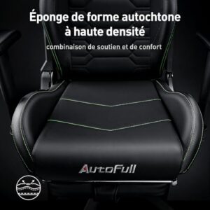 AutoFull Chaise Gaming Ergonomique Noir avec Repose-Pieds et Appui-tête