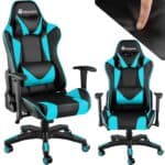 Chaise Gaming TecTake® Ergonomique avec Accoudoirs et Coussins - Noir/Azur