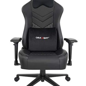 Siège Gamer ORAXEAT MX850 avec Coussin Lombaire et Tête – Noir/Blanc