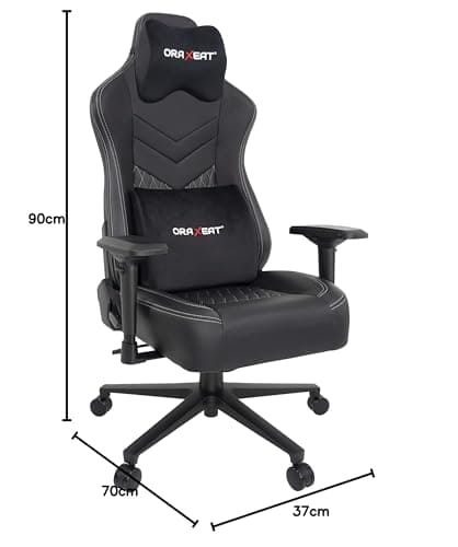 Siège Gamer ORAXEAT MX850 avec Coussin Lombaire et Tête – Noir/Blanc