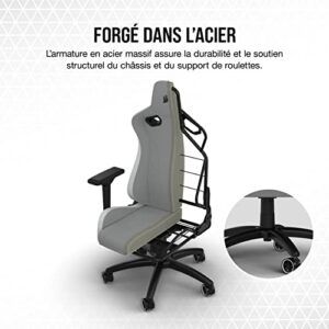 Corsair TC200 Fauteuil Gaming Standard en Tissu Doux Gris Clair/Blanc