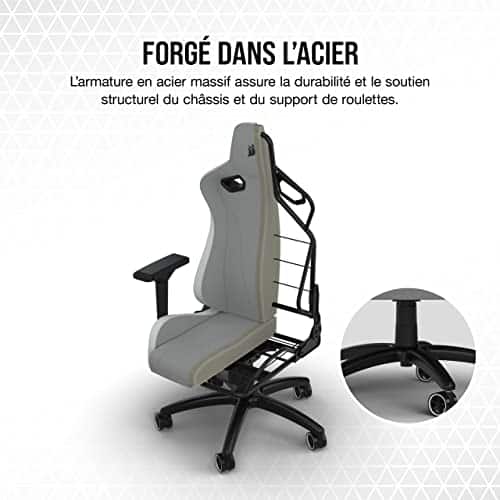 Corsair TC200 Fauteuil Gaming Standard en Tissu Doux Gris Clair/Blanc