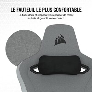 Corsair TC200 Fauteuil Gaming Standard en Tissu Doux Gris Clair/Blanc