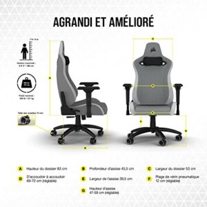 Corsair TC200 Fauteuil Gaming Standard en Tissu Doux Gris Clair/Blanc