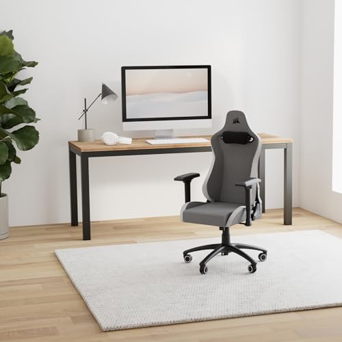 Corsair TC200 Fauteuil Gaming Standard en Tissu Doux Gris Clair/Blanc
