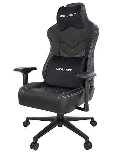 Siège Gamer ORAXEAT MX850 avec Coussin Lombaire et Tête – Noir/Blanc