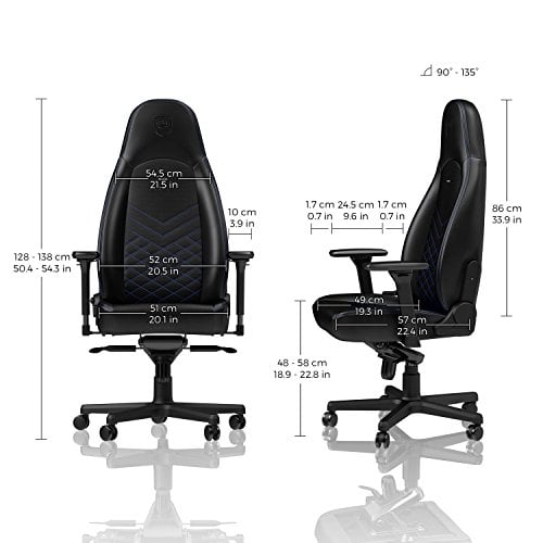 noblechairs ICON Chaise de Gaming en Cuir Synthétique – Noir/Bleu