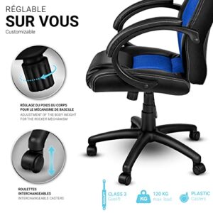 Chaise de Bureau Racing Ergonomique TRESKO – Inclinable Noir/Bleu avec Accoudoirs