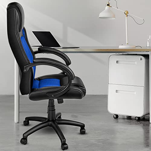 Chaise de Bureau Racing Ergonomique TRESKO – Inclinable Noir/Bleu avec Accoudoirs