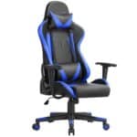 Yaheetech Chaise de Gaming Ergonomique Réglable Noir/Bleu avec Dossier Inclinable 180°