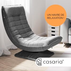 Casaria® Fauteuil Tout Confort Pivotant 360° Gris – Siège de Gaming 150kg