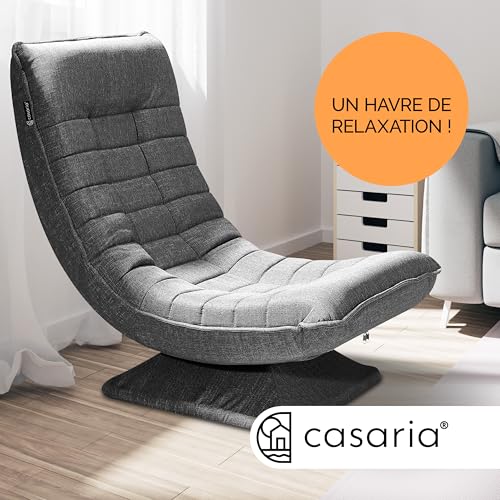 Casaria® Fauteuil Tout Confort Pivotant 360° Gris – Siège de Gaming 150kg