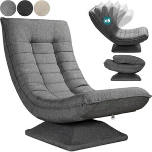 Casaria® Fauteuil Tout Confort Pivotant 360° Gris – Siège de Gaming 150kg