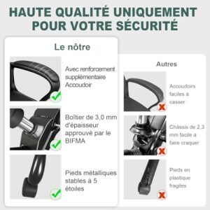 Chaise Bureau Ergonomique BASTETBL avec Dossier Inclinable et Support Lombaire Noir