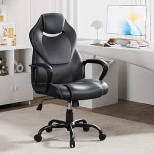 Chaise Bureau Ergonomique BASTETBL avec Dossier Inclinable et Support Lombaire Noir