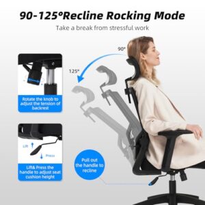 Chaise Bureau Ergonomique Daccormax avec Accoudoirs et Appui-Tête Ajustable