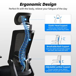 Chaise Bureau Ergonomique Daccormax avec Accoudoirs et Appui-Tête Ajustable
