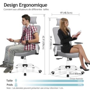 Chaise Bureau Ergonomique DoChair 9777 avec Support Lombaire et Accoudoirs Réglables
