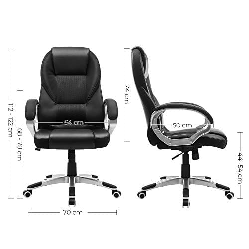 Chaise Ergonomique SONGMICS OBG22B pour Bureau et Gaming, Noir 73x70x122 cm