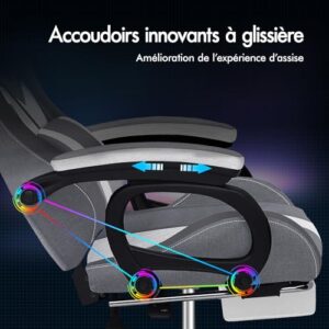 Chaise Gaming Alfordson LED Ergonomique avec Massage et Éclairage RVB