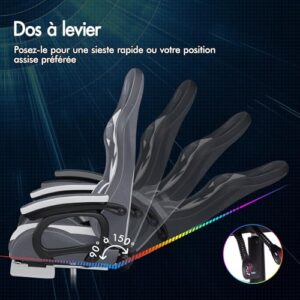 Chaise Gaming Alfordson LED Ergonomique avec Massage et Éclairage RVB