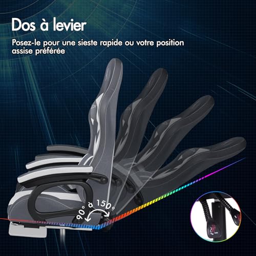 Chaise Gaming Alfordson LED Ergonomique avec Massage et Éclairage RVB